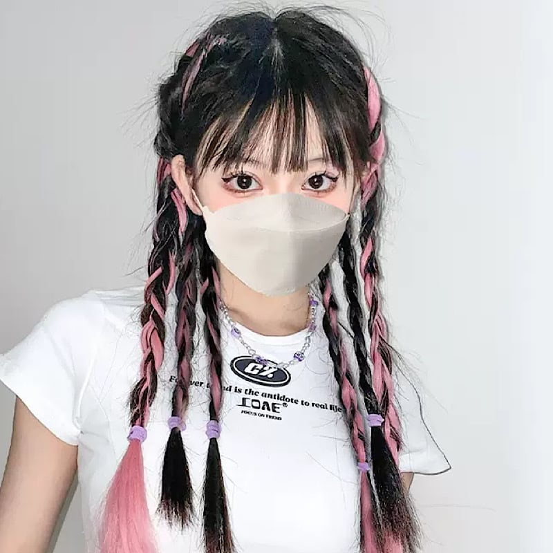 簡単セルフアレンジ 2個セット 三つ編み ウィッグ 付け毛 ポイントウィッグ 韓国っぽ アイドル ダンス 舞台 イベント 派手髪 ヘアアクセサリー Lamitte Deco トレンド 韓国ファッション ショップ Base店