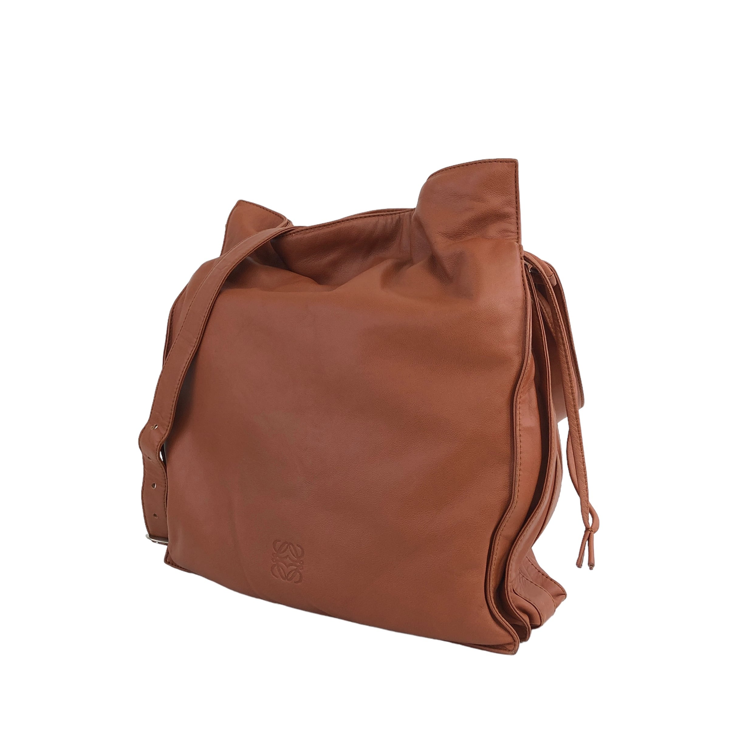 希少　オールド　LOEWE　ロエベ　スエードショルダーバッグ　ブラウン　巾着 LOEWE ロエベ ショルダーバッグ ブラウン 巾着 vintage ヴィンテージ