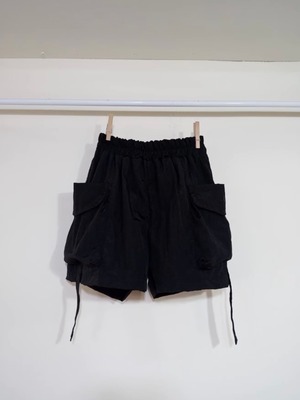 【kkarere】ワッシャーハーフパンツ ブラック S100~110cmのみ