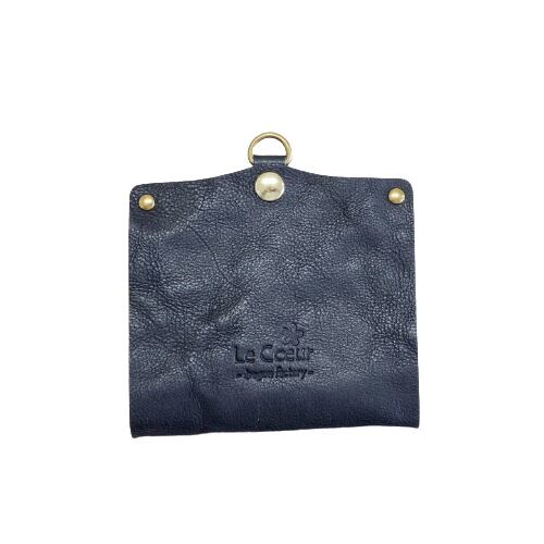 レザーマスクカバー小(ネイビー)【HASAMU】 不織布マスク用 ビニール仕様 Le Coeur