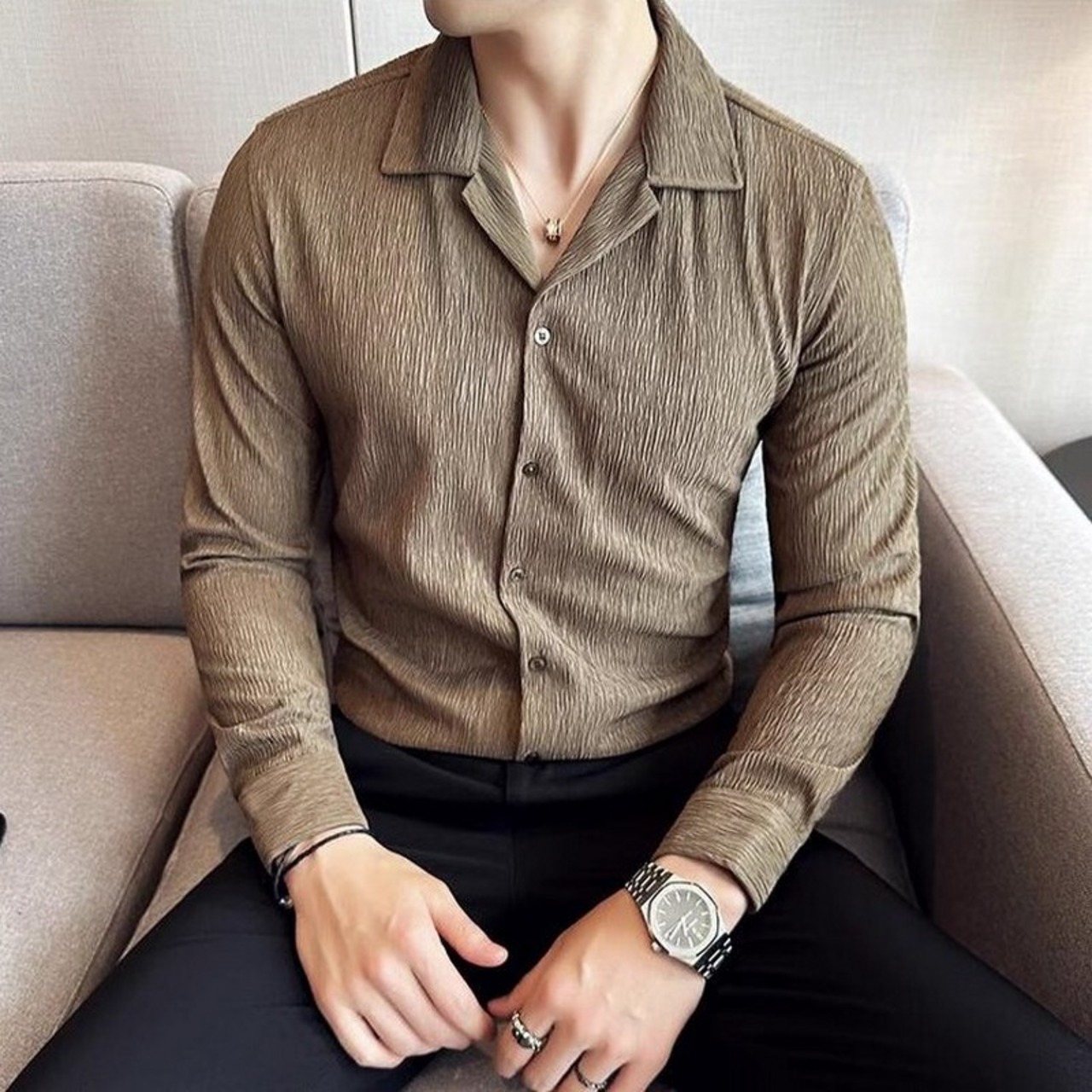 pleated design shirt tops 00169