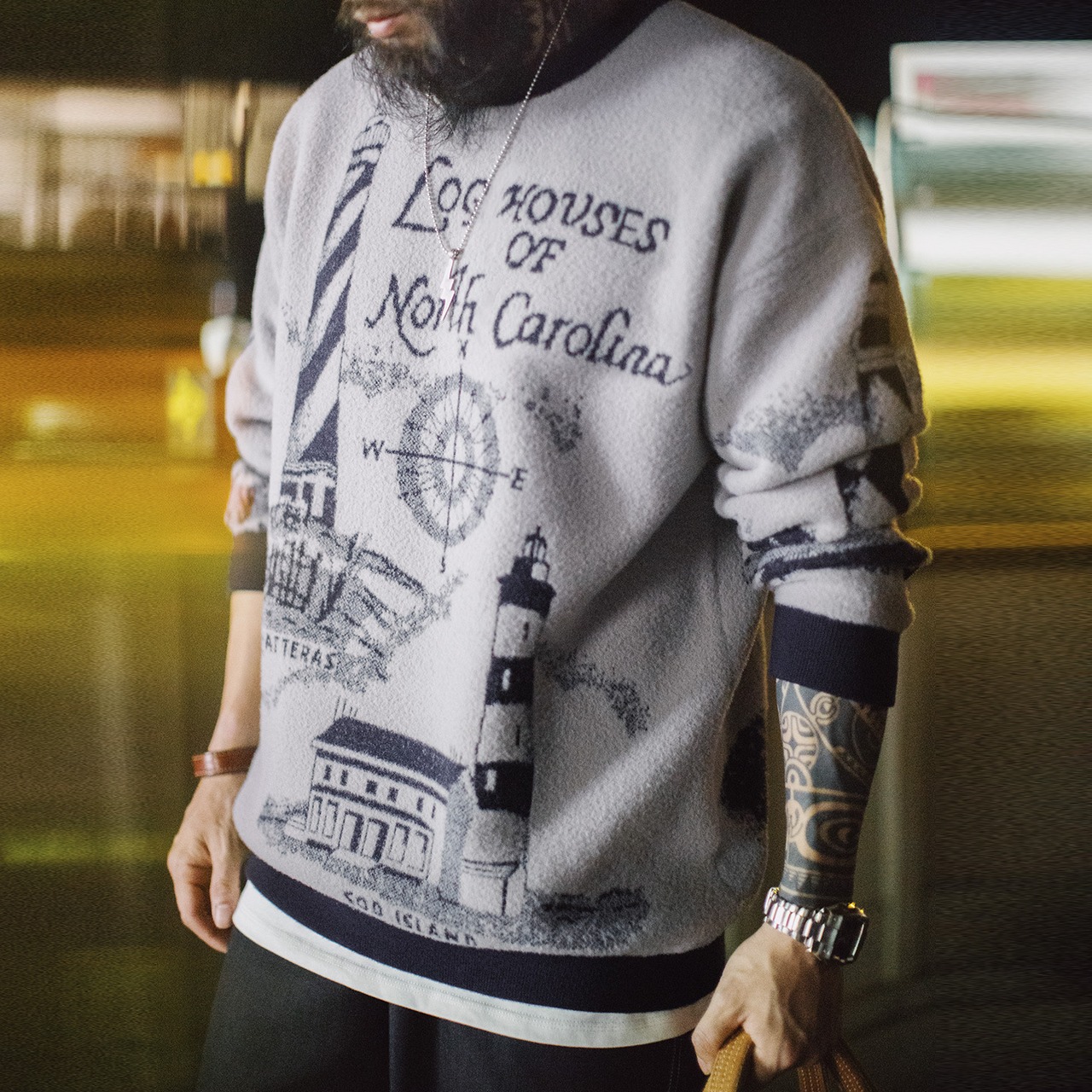 Lighthouse Pattern Crewneck Sweater / ライトハウス パターン クルーネック セーター