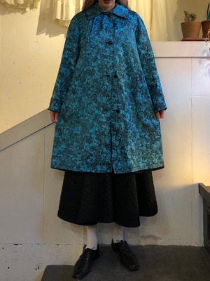 50's reversible blue flower print spring coat