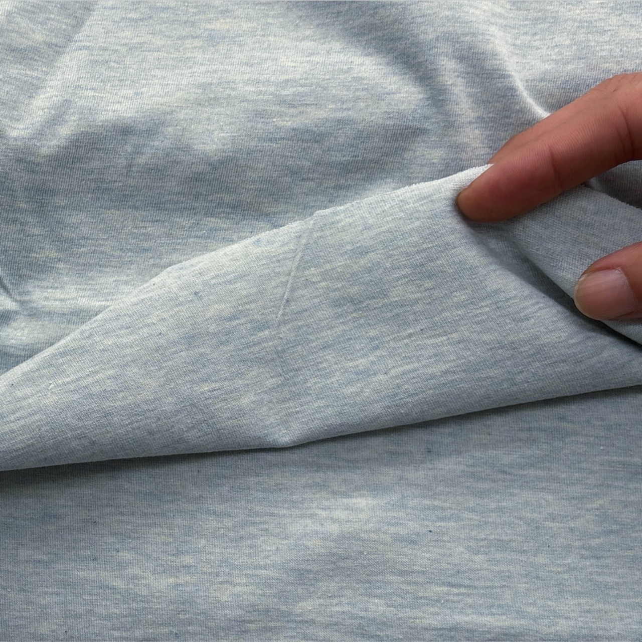 ★TB909◆2m◆綿100%天竺ニット生地◆杢ライトブルー