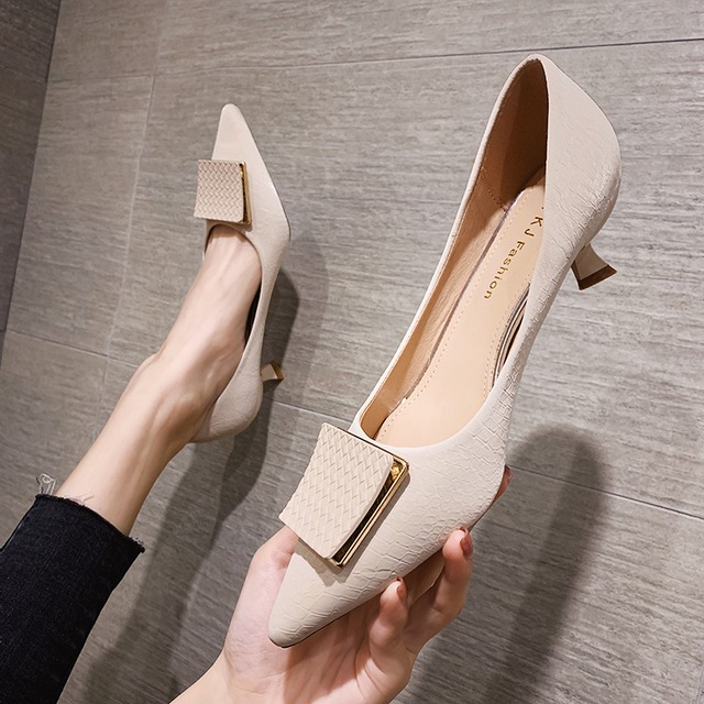 ヒールスプリングレッドカジュアルシングル 靴 シューズ 春物 フェイクシューズ87252240245