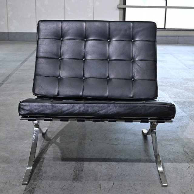 名作「バルセロナチェア」D ミース・ファン・デル・ローエ ステンレス 一人掛けソファ 本革 ラウンジ パーソナル 椅子 書斎 リプロダクト