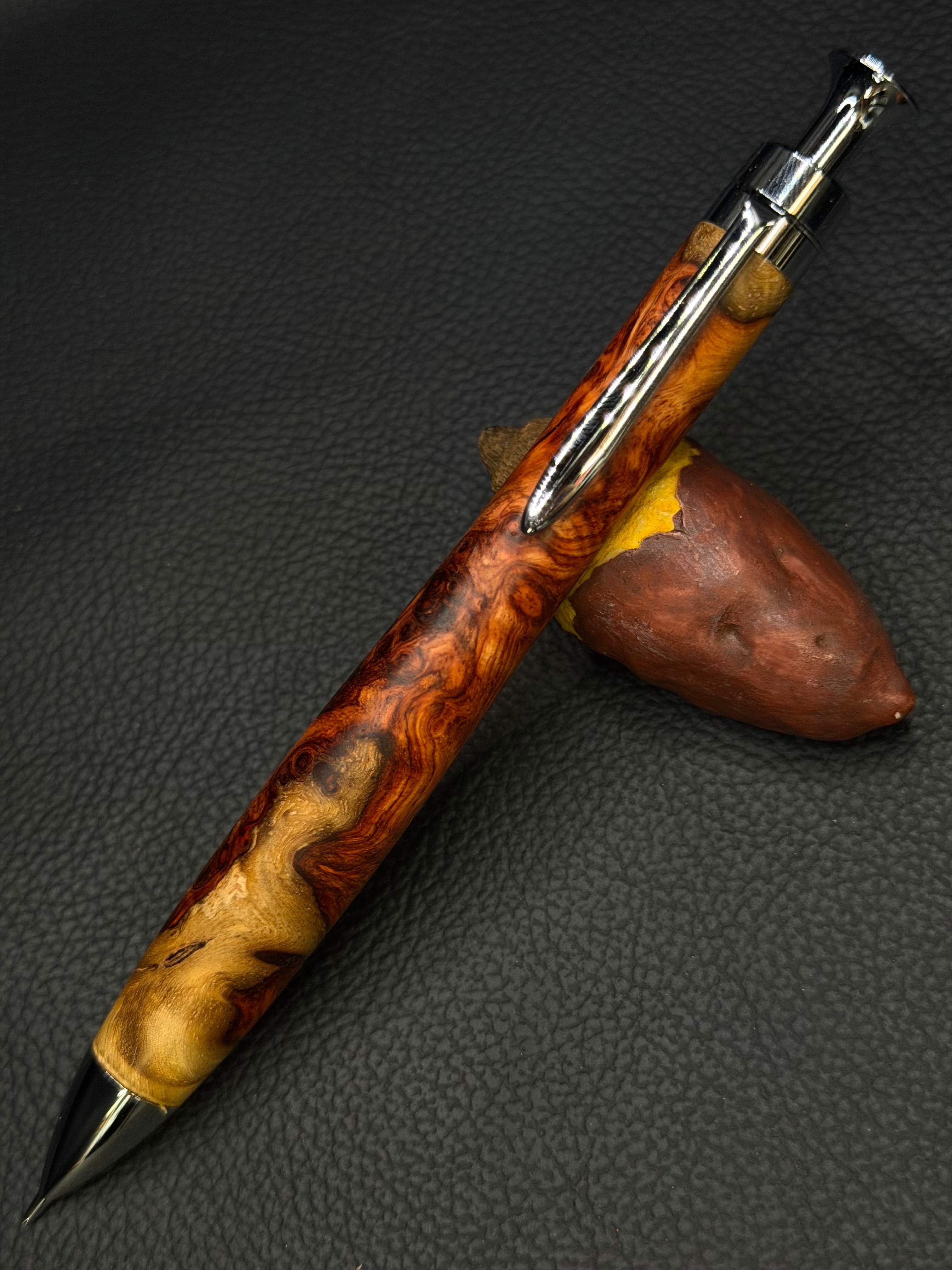 こぶた工房 極上 花梨瘤杢 シャープペンシル0.5mm 23 極上＋花梨瘤 ゴールド金具 0.5シャープペンシル orボールペン