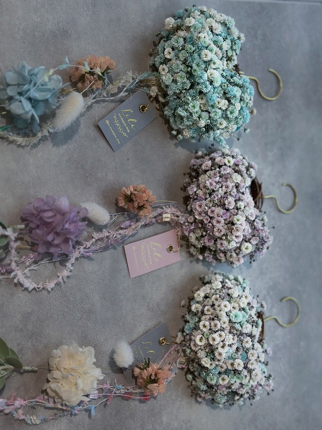 miniハーフリースのフラワーモビール 3個set