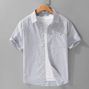 【M-3XL】Fine Stripe Short Sleeve Shirt / ファイン ストライプ 半袖 シャツ