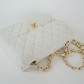 CHANEL シャネル ミニマトラッセ 20 ラムスキン シングルフラップ シングルチェーンバッグ ホワイト ゴールド金具 2番台