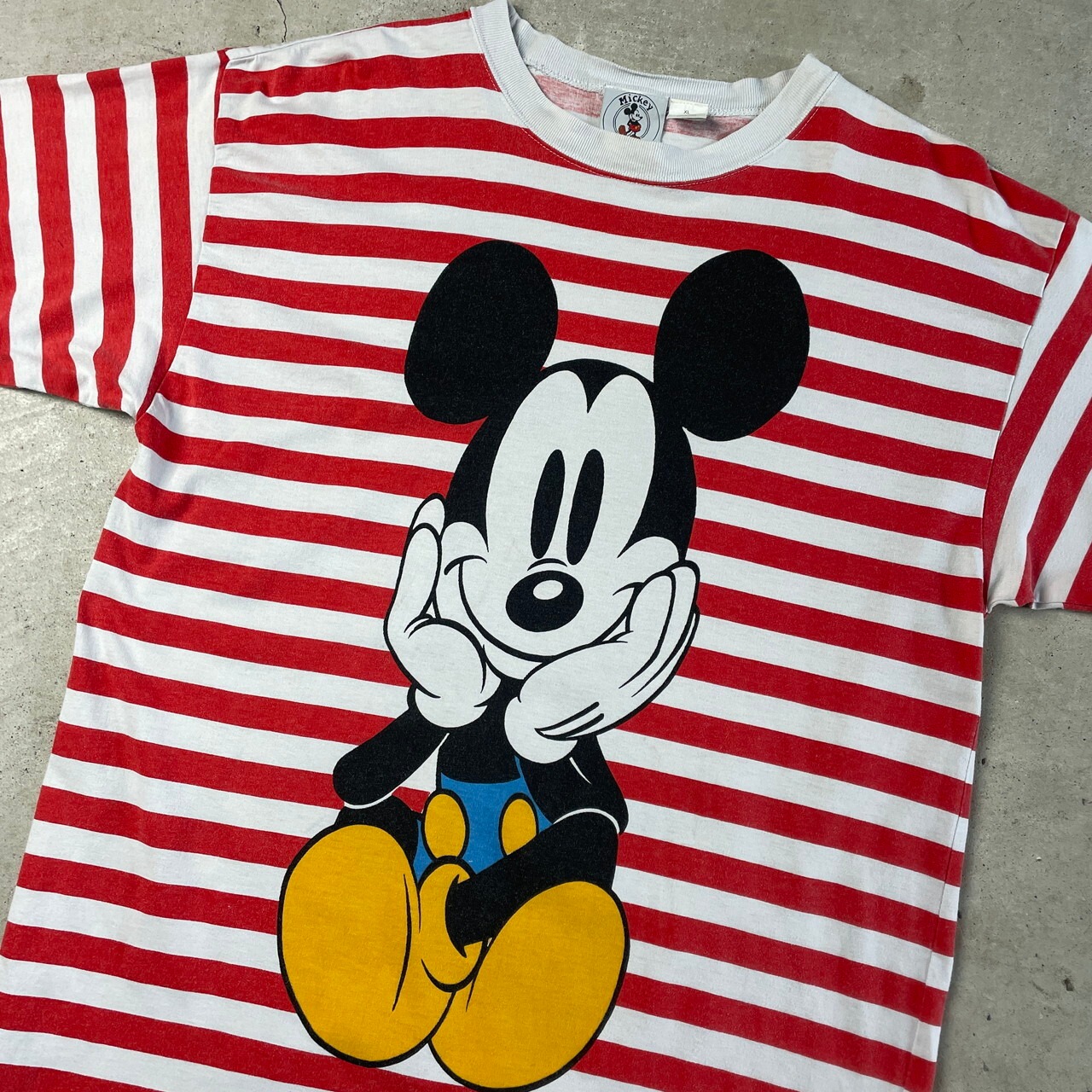 Mickey Mouse ミッキーマウス ボーダー プリントTシャツ メンズ 