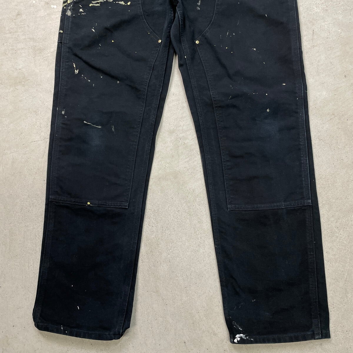 カーハートダブルニーブラックペインターパンツ後染リメイクダックw44アメリカ古着 USA製 Carhartt カーハート ダブルニー ダック ペインターパンツ
