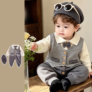 【BABY】オシャレボーダーロンパース