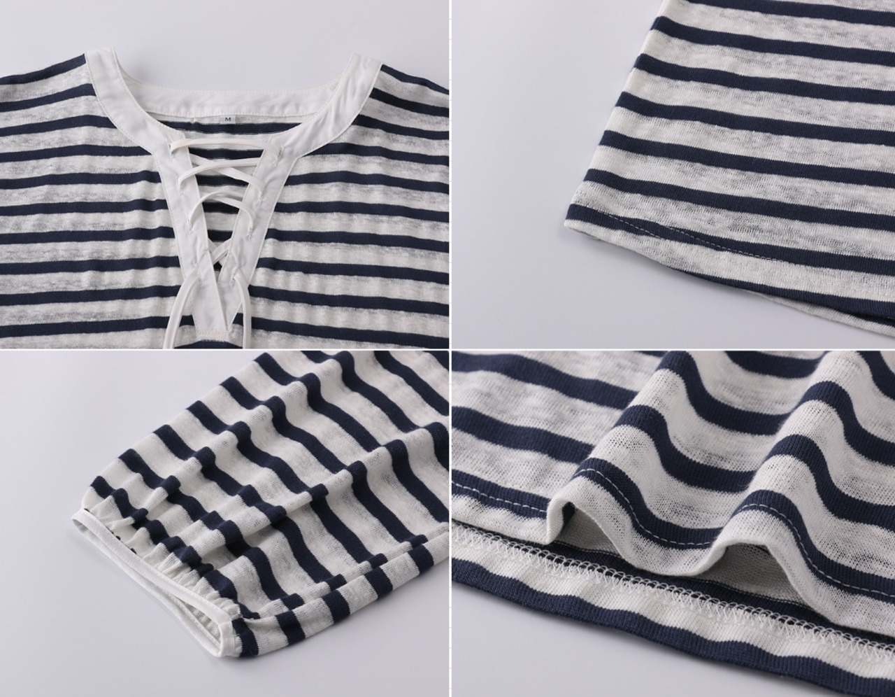 Vネック 長袖 ボーダー ゆったり カットソー   3colors  26023・画像15
