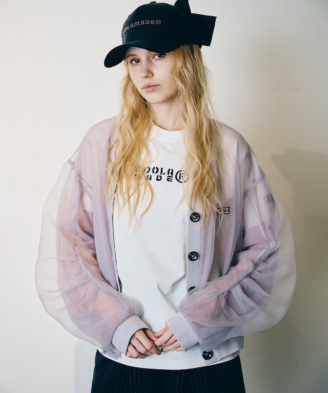 スリーブタックジョーゼットカーディガン (L/GRAY)　CQ-47016