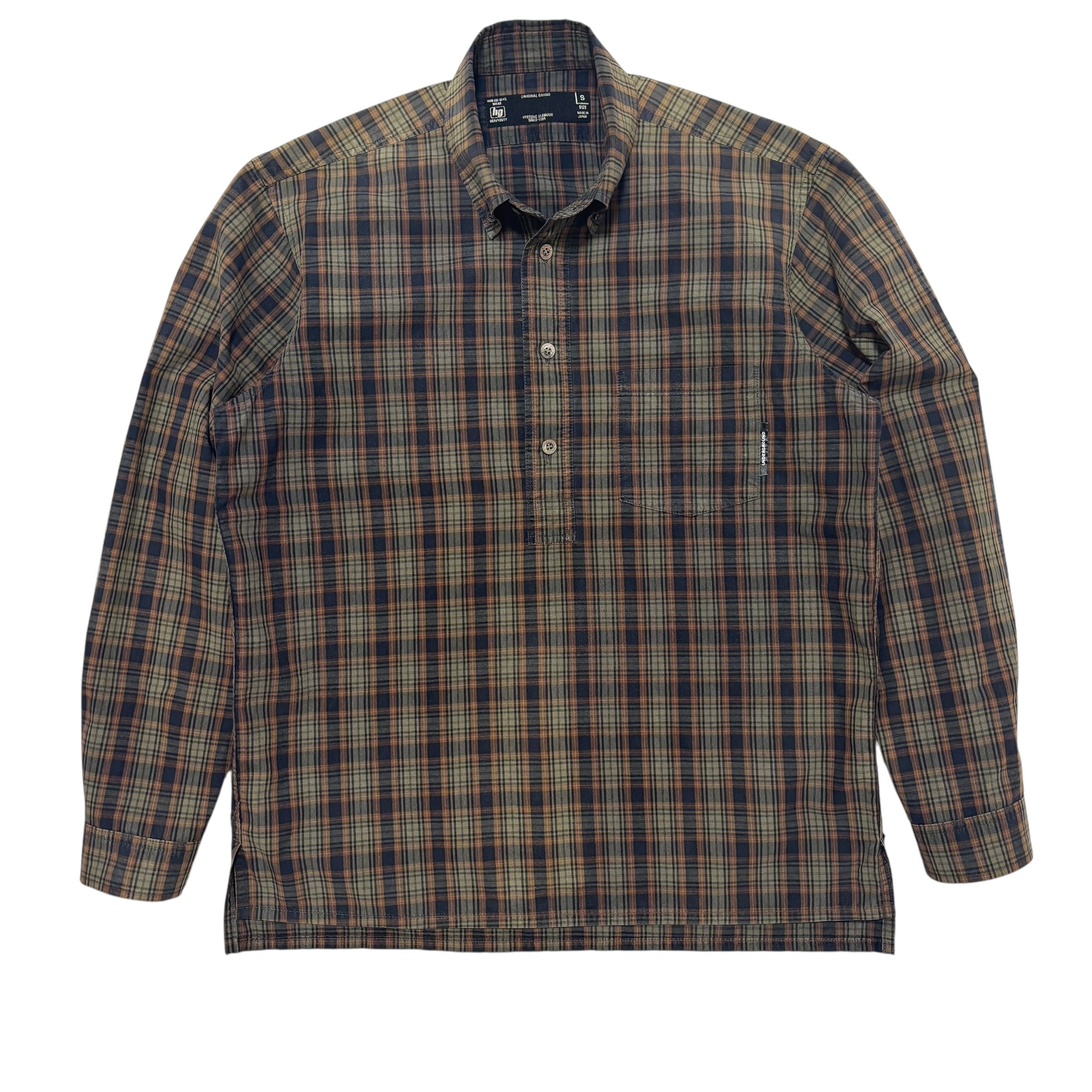 古着 ヒステリックグラマー HYSTERIC GLAMOUR プルオーバー チェック柄 ボタンダウンシャツ クリーニング済 メンズS 実寸M