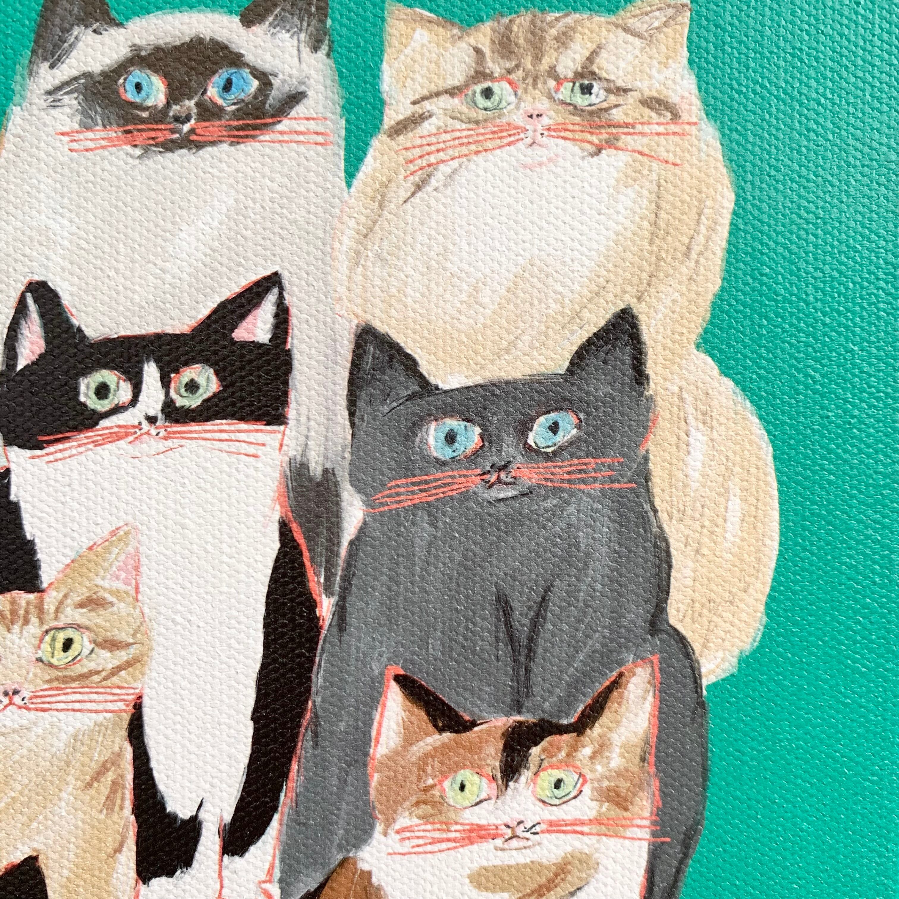 集合』キャンバス イラスト 猫 ねこ | torico