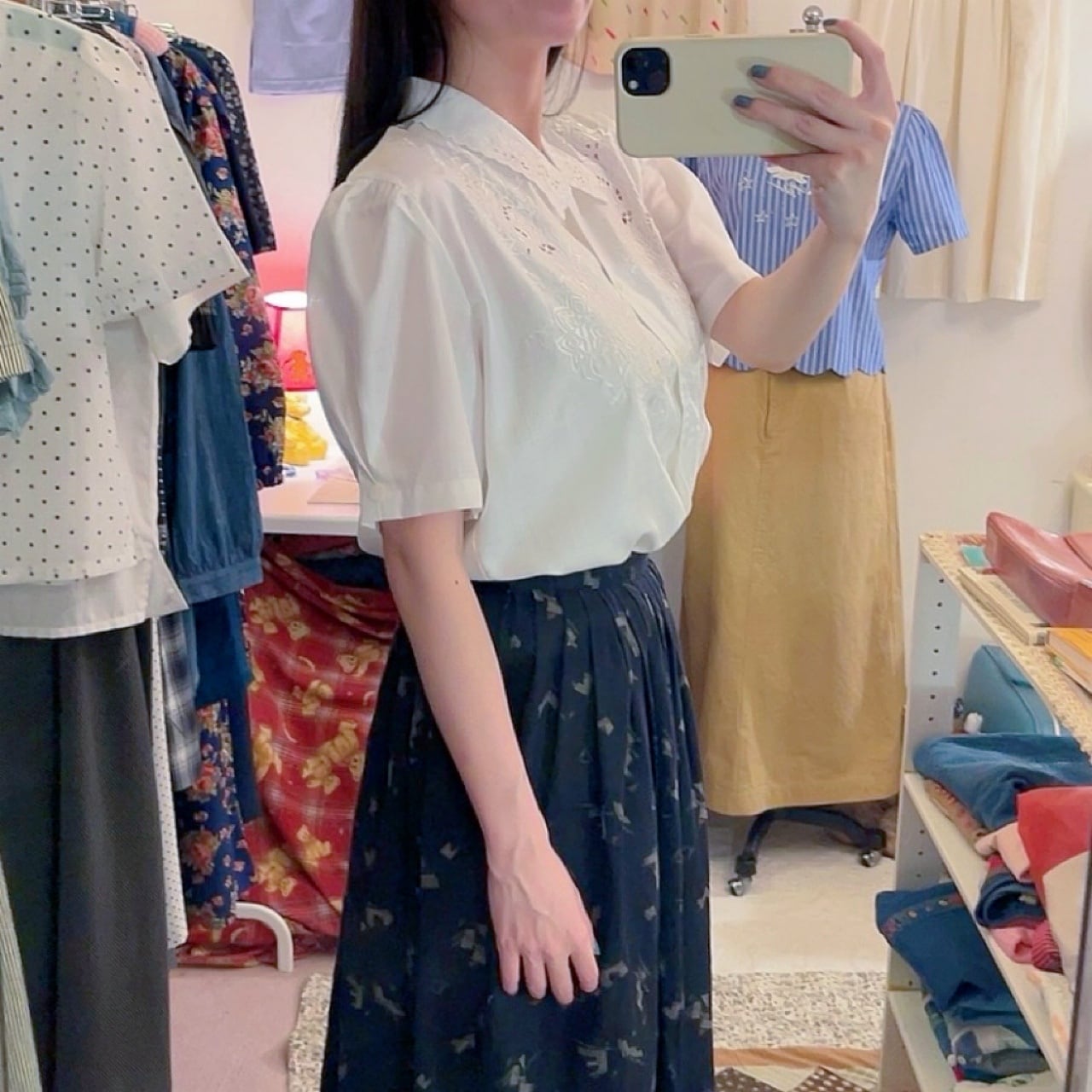 botanical embroidery white blouse