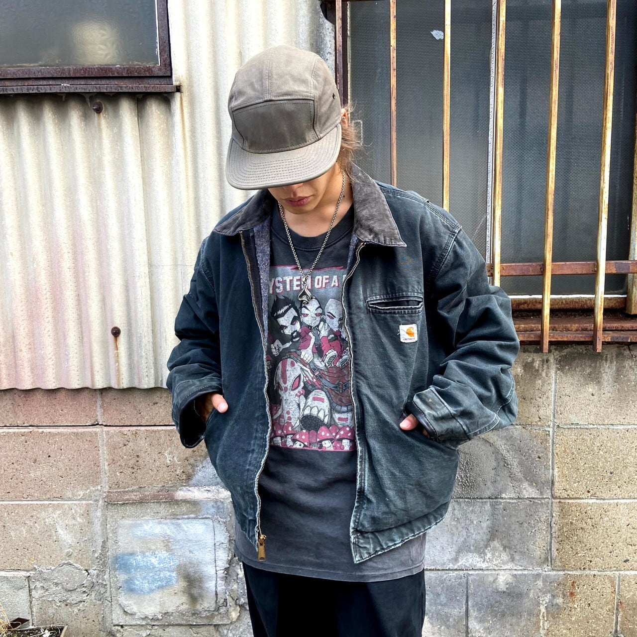 希少サイズ Carhartt デトロイトジャケット モスグリーン　ジョニーデップ