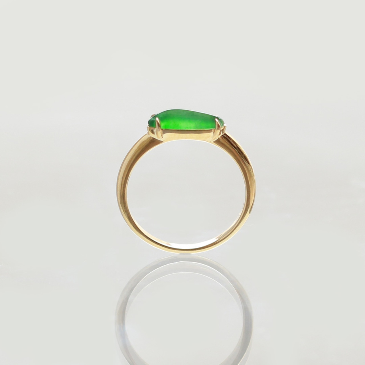 フォレストグリーン翡翠リング K10YG forest green jadeite ring A貨翡翠 jd_rg1861