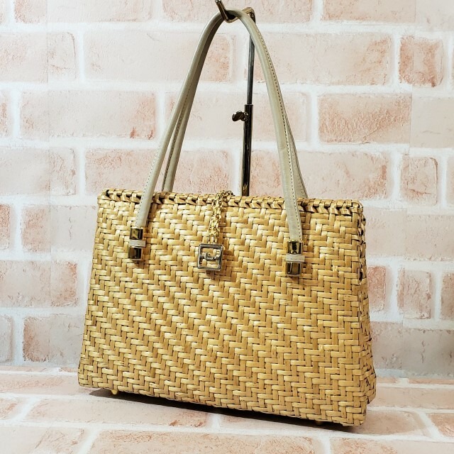 美品 ランセル LANCEL ☆ ヴィンテージ かごバッグ イタリア製 自立OK 
