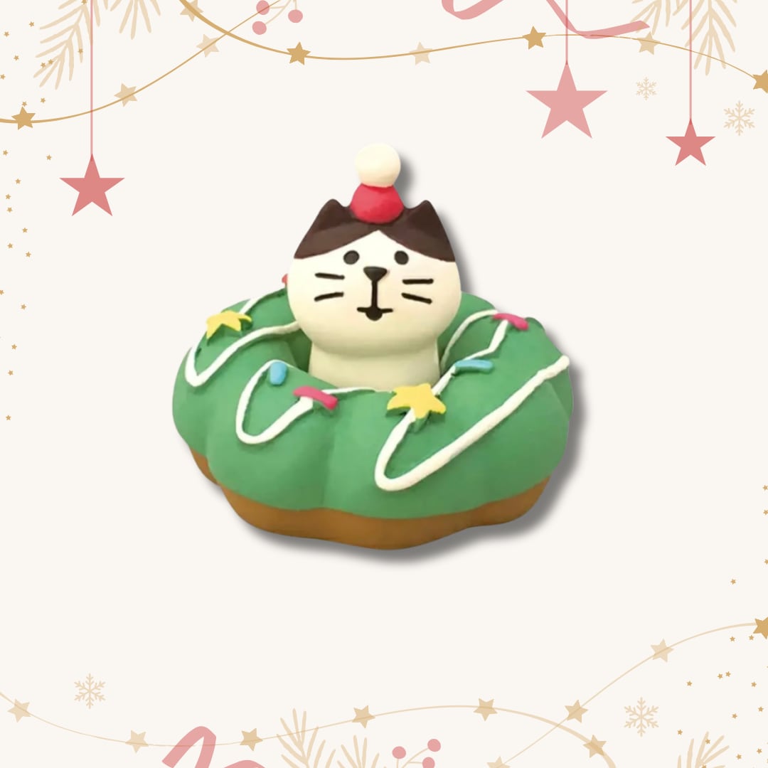 concombre｜コンコンブル｜にゃんドーナツリース 猫雑貨 ねこ ネコ クリスマス ディスプレイ 収集癖 コレクション