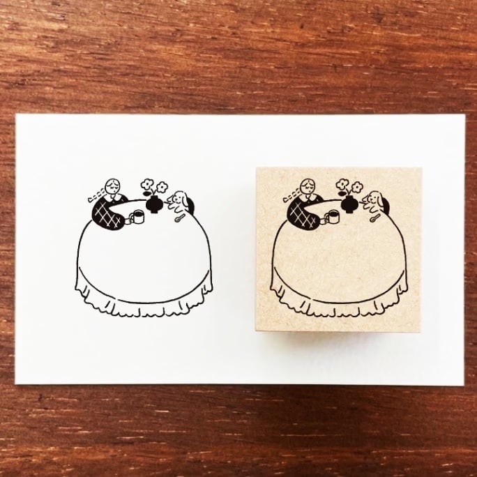 スタンプマルシェ マールちゃん・フレームスタンプS お茶会 はんこ SM02