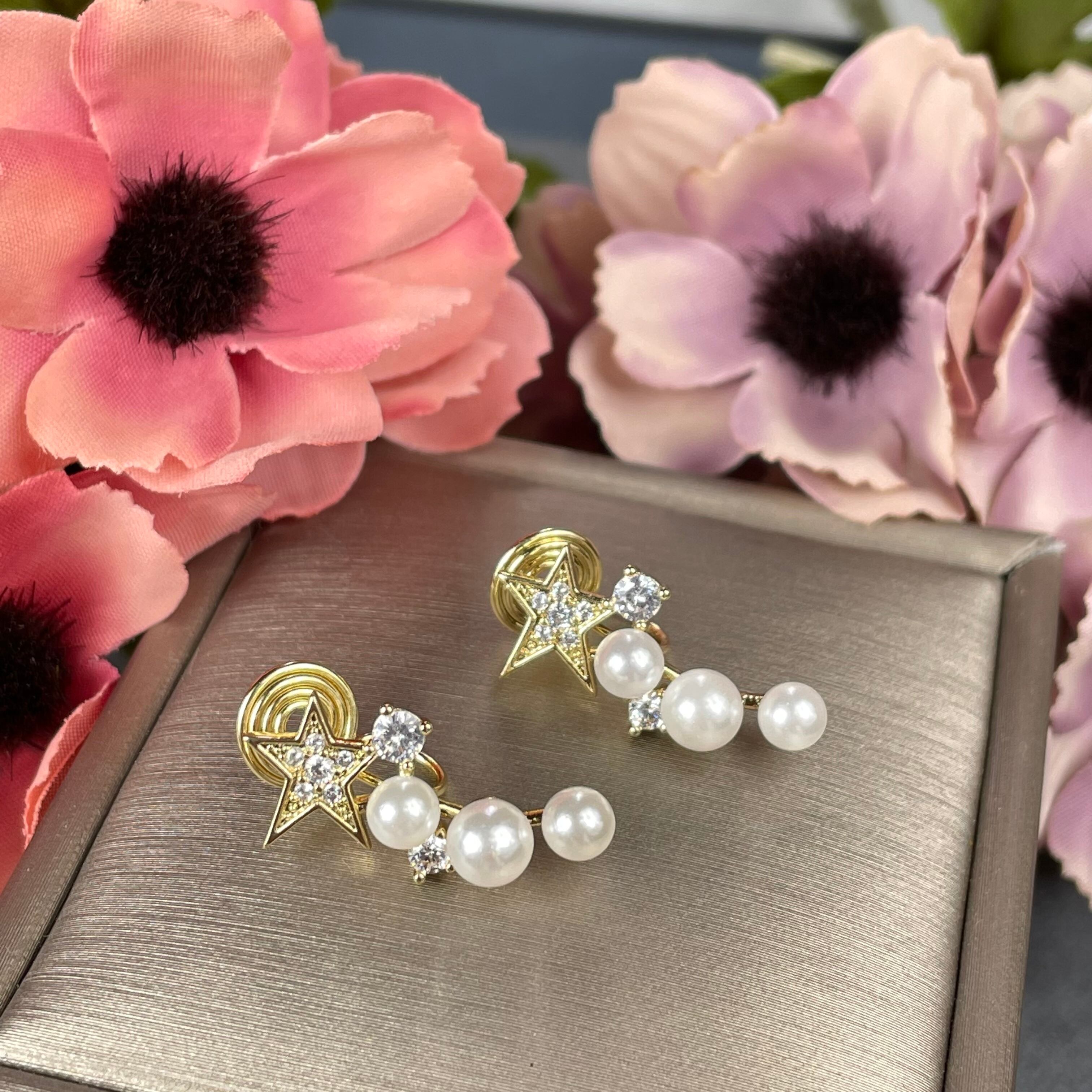 Star pearl pierce earringスター パール ピアス イヤリング