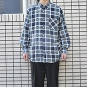 cotton light flannel check shirt blue