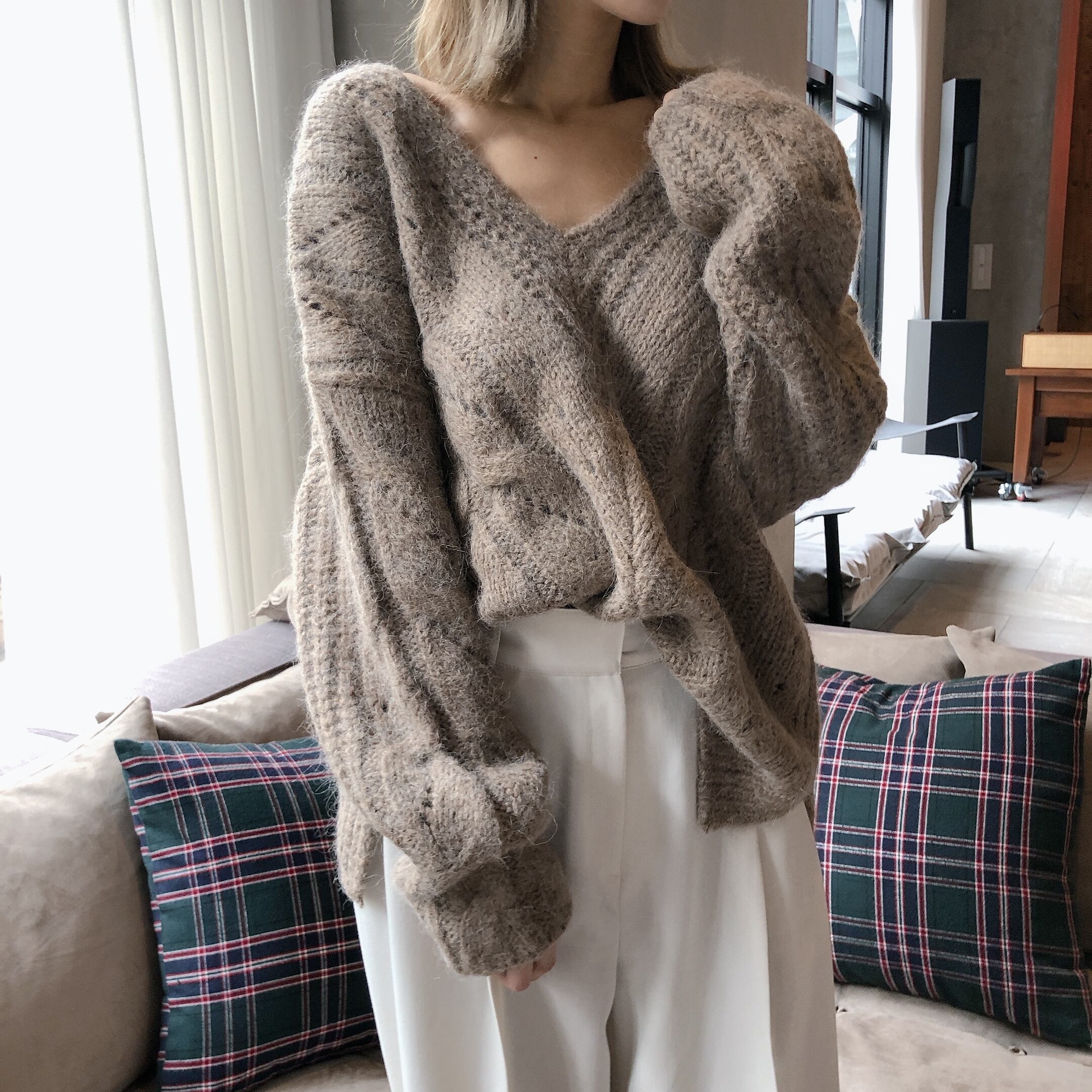 Cable v knit /mocha (11月下旬頃発送予定)