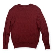 nano universe ナノユニバース ケーブル編み クルーネック ハイゲージ ウール ニット セーター L /ボルドー ワインレッド系/メンズ