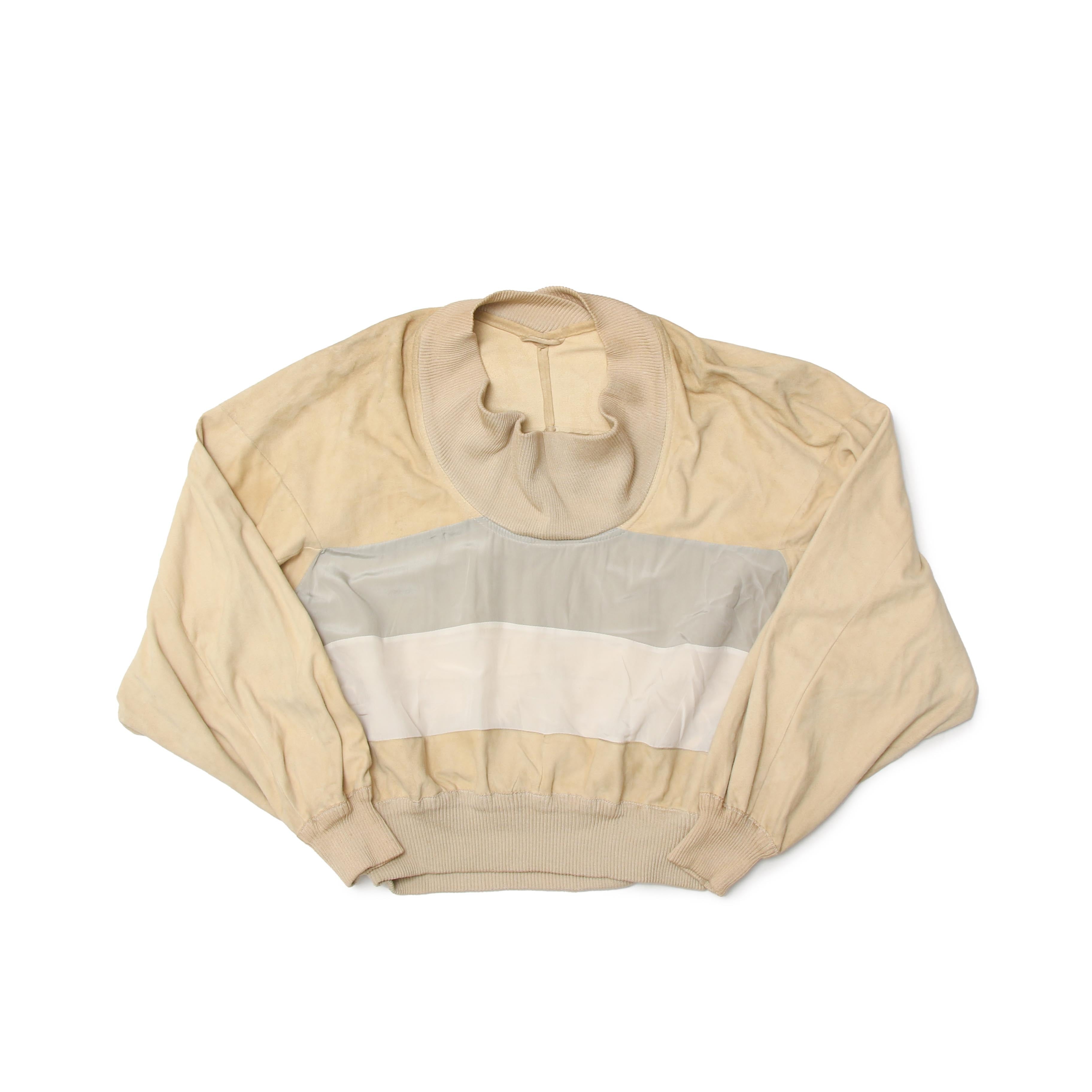 00s LooseNeck LeatherSwitchingBlouson