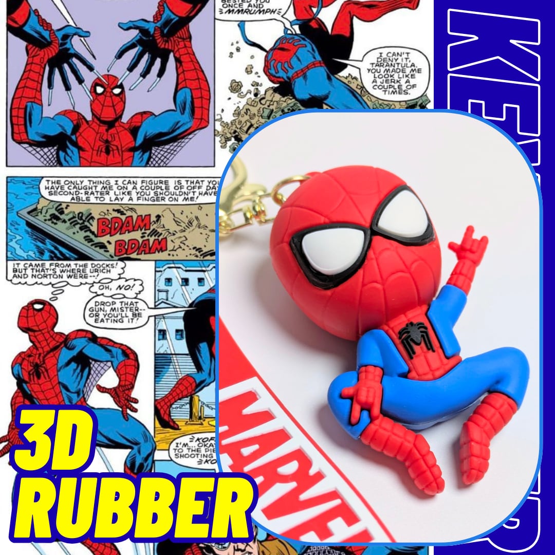 ♧【 Spider-Man（ スパイダーマン  ）】 3D Rubber KeyHolder / ラバーキーホルダー / フィギュアキーホルダー〚アメリカン雑貨 アメトイ〛