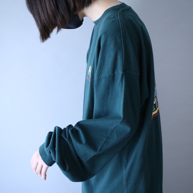 "BIG DOGS" beer bottle back printed over silhouette l/s tee