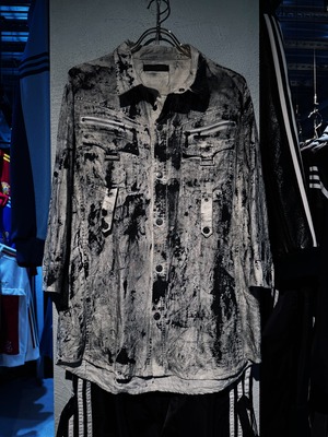 "vivid notes"paint coating design three-quarter sleeve shirt