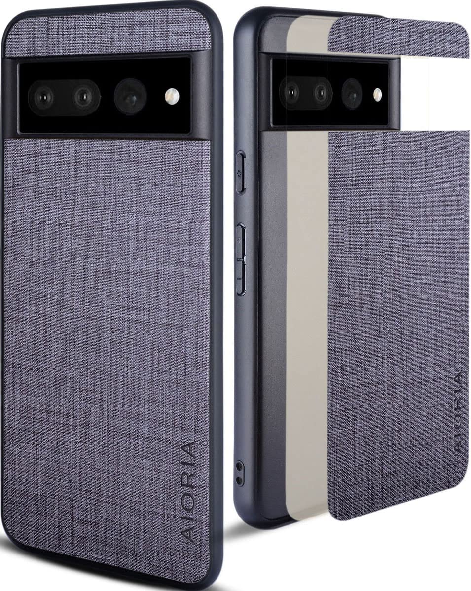 AIORIA Google Pixel 7 ケース 生地パターンレザー高級に保護純色スマホケースGoogle Pixel 7 5G (Gray)