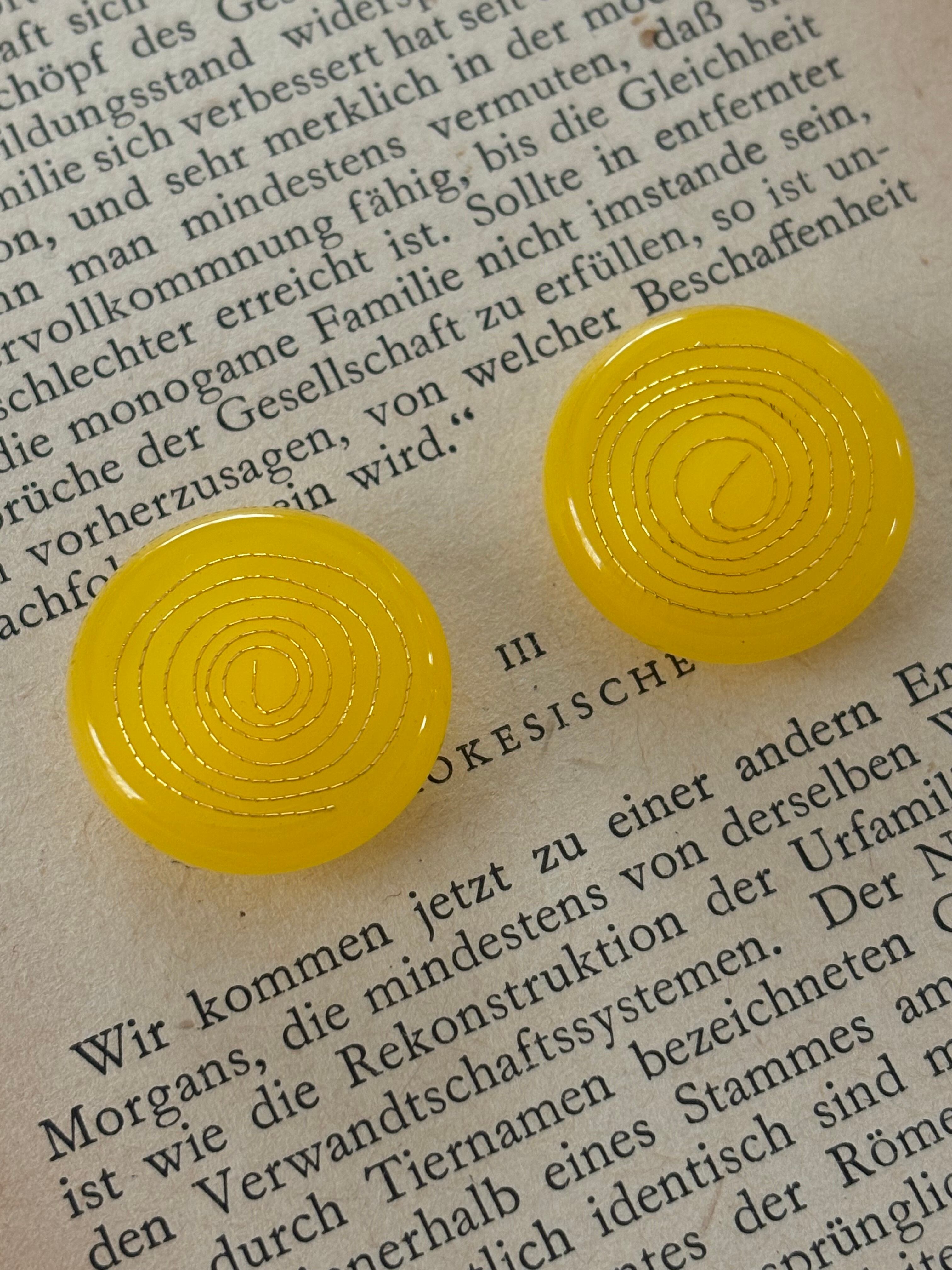 22mm Japanese ヴィンテージボタン イエロー レトロ アクセサリーパーツ 装飾材 カルトナージュ