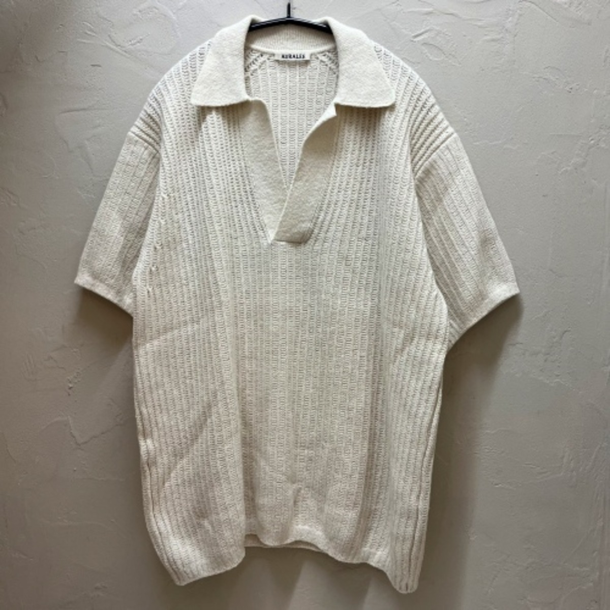 AURALEE オーラリー 23SS BRUSHED COTTON WOOL RIB KNIT SKIPPER POLO 