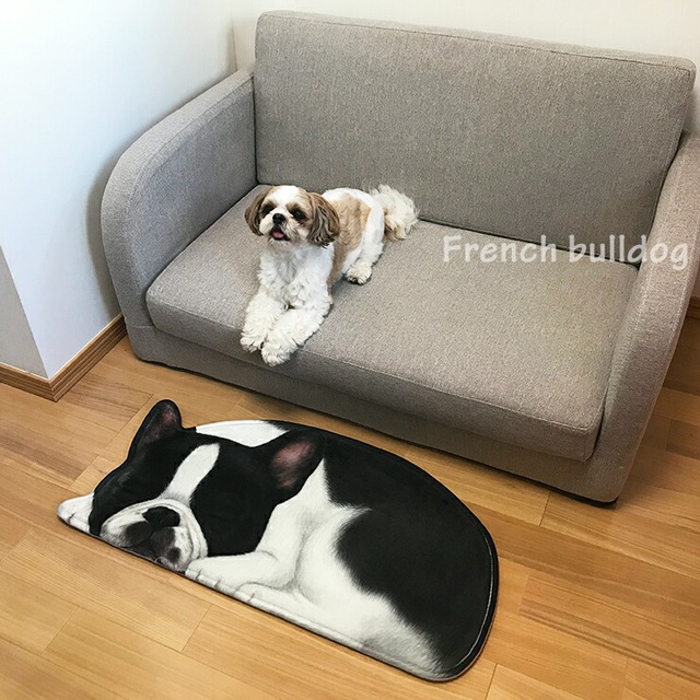 スリーピングドッグ マット フレンチブル 犬 寝顔 眠っている犬 ふわふわマット 玄関マット アクセントラグ リアル 3d ダイカット プリント アニマル フレンチブルドッグ ブルドッグ 滑り止め 厚みあり エミリースタイル Emilystyle 80b Emilystyle エミリースタイル