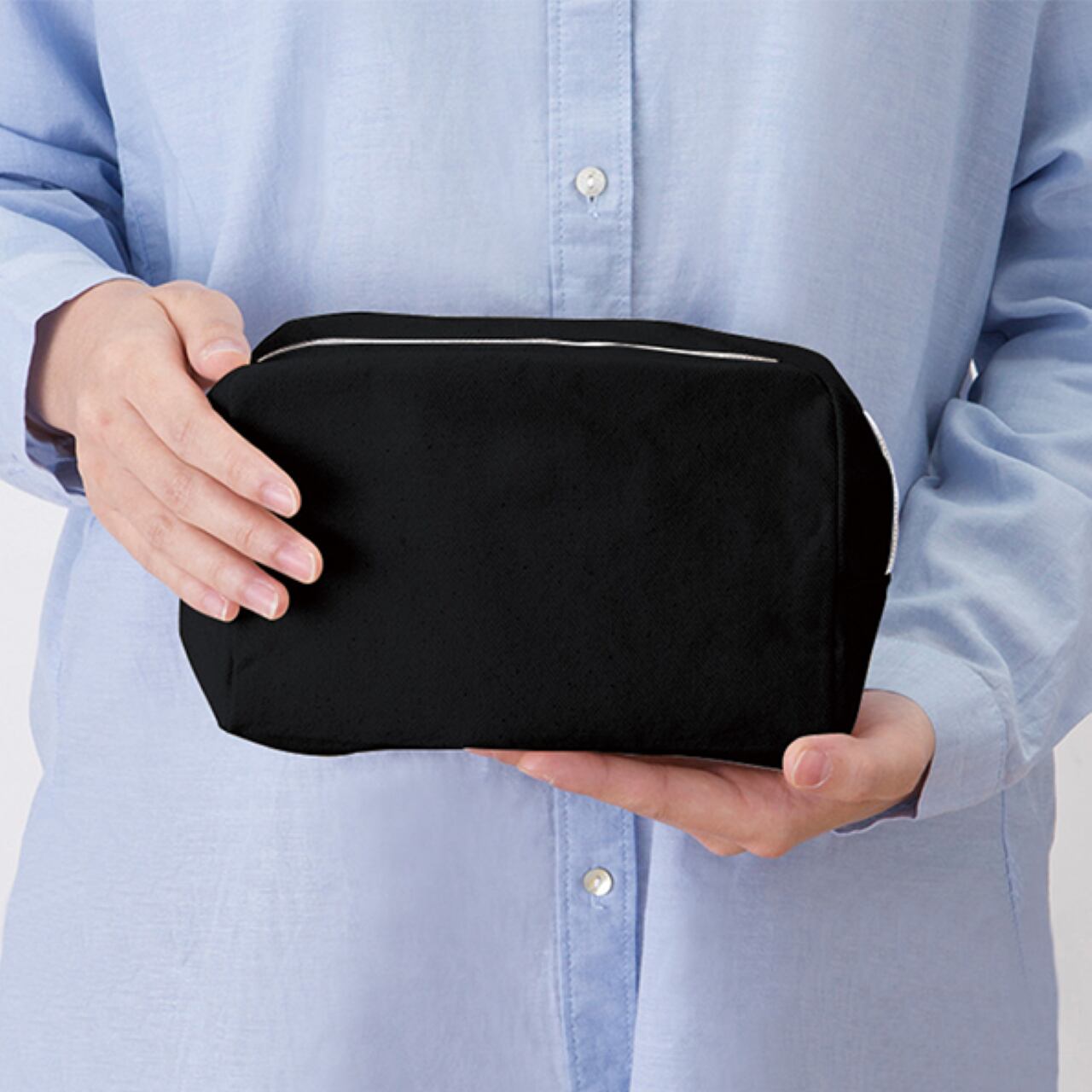 DHD(M)025【キャンバスファスナーポーチ（ナイトブラック）　アインシュタインⅡ】