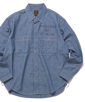 5OZ CHAMBRAY WORK L/S(O/WASH)　5OZ シャンブレー ワーク ロングスリーブ シャツ (ワンウォッシュ)　GS2529920