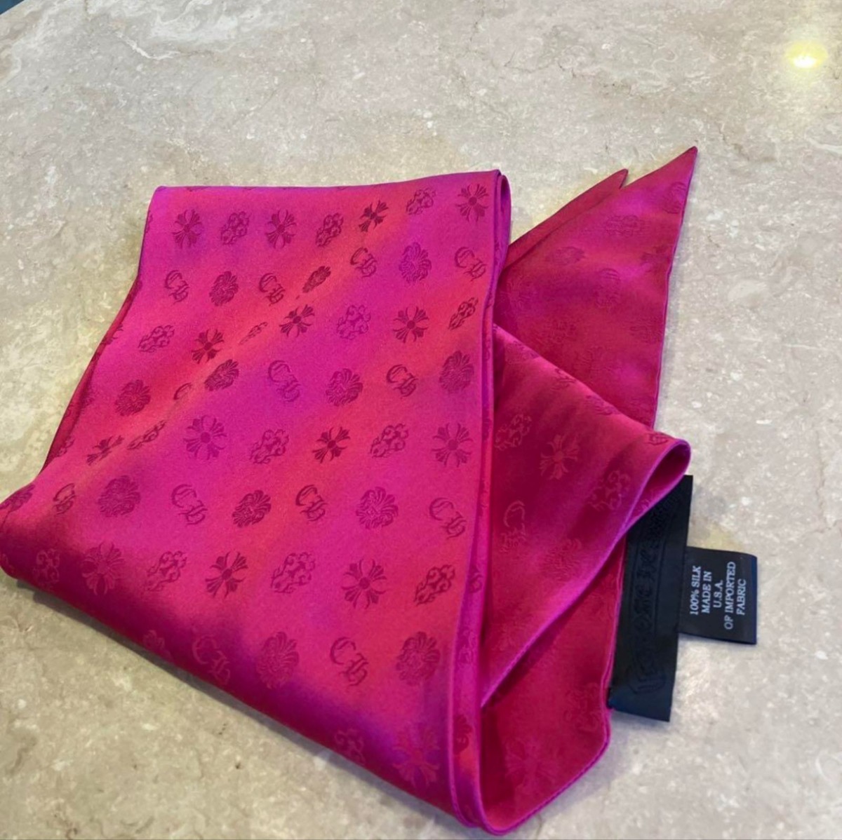 CHROME HEARTS クロムハーツ シルク ピンク ショール スカーフ 
