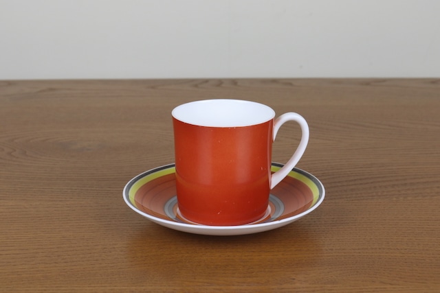 スージークーパー　ゲイストライプ　デュオ　コーヒーカップ　赤　オレンジ　ヴィンテージ　食器　Susie Cooper　イギリス　つ251