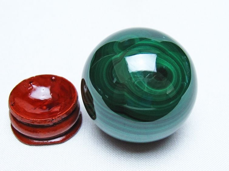 マラカイト 丸玉 38mm スフィア 置物 一点物 141-8352 | 天然石