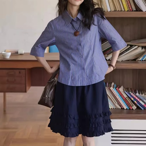 ストライプステッチブラウス ・7183