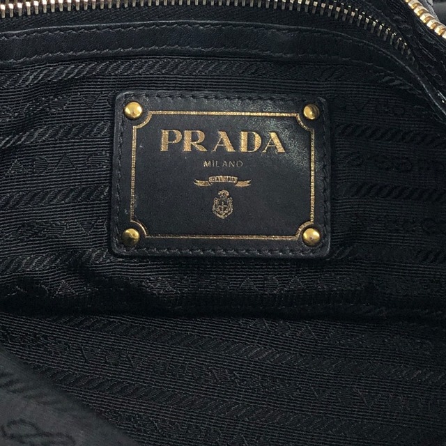 PRADA プラダ ハンドバッグ ブラック ロゴ レザー ラウンド 2way vintage ヴィンテージ オールド jrndes