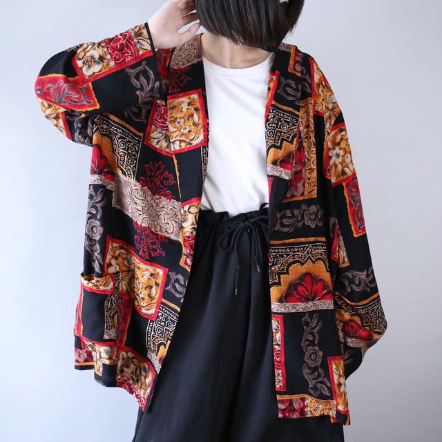 flower art pattern over silhouette 1b easy tailored jacket