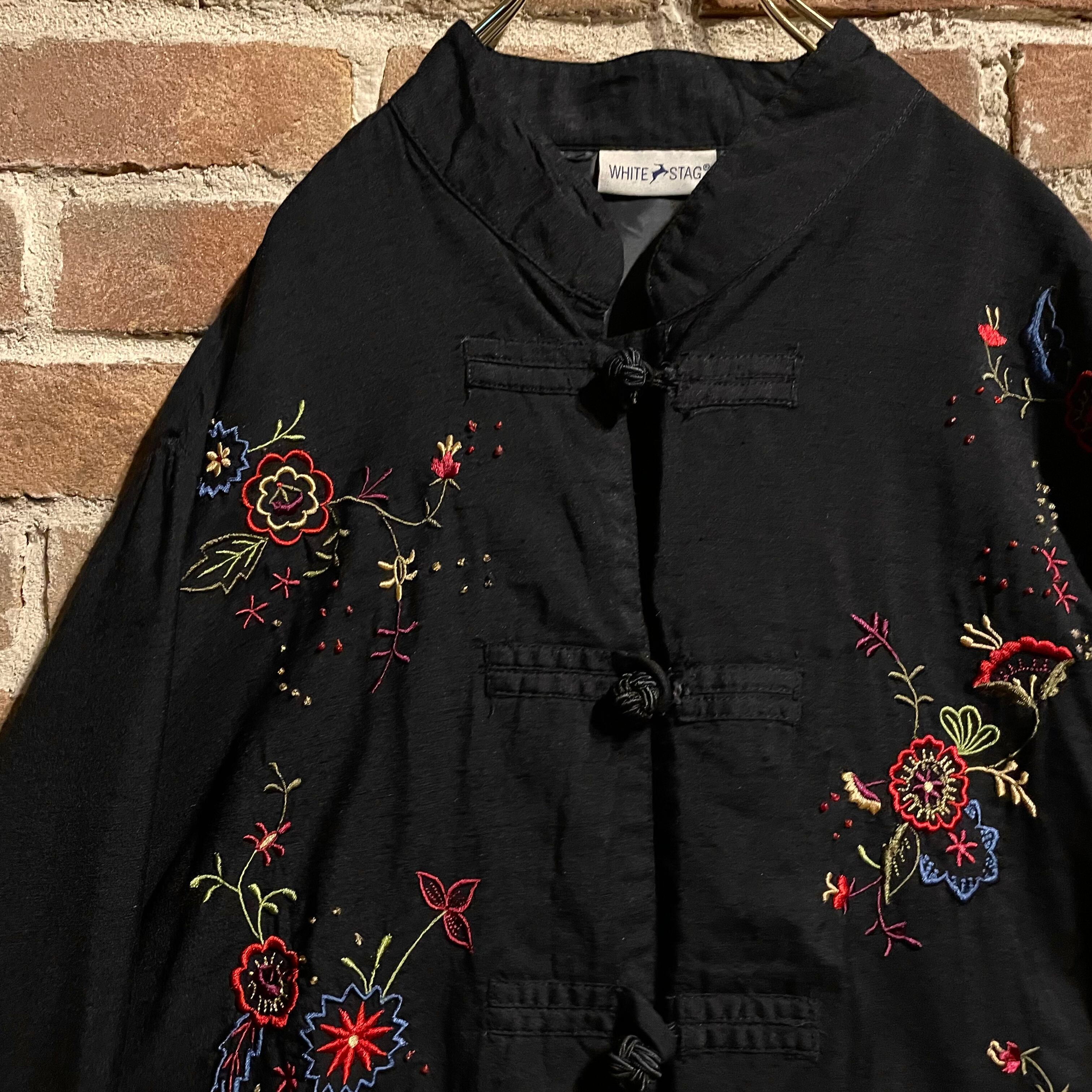 Caka act3】Artistic Flower Embroidery Vintage China Shirt | Caka 