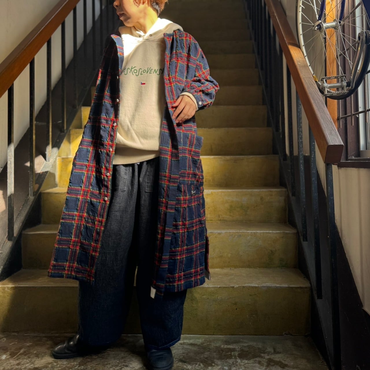 快晴堂 タータンチェックコートワンピース 快晴堂（かいせいどう）43OP-12 タータンフォーエバー Wideコート