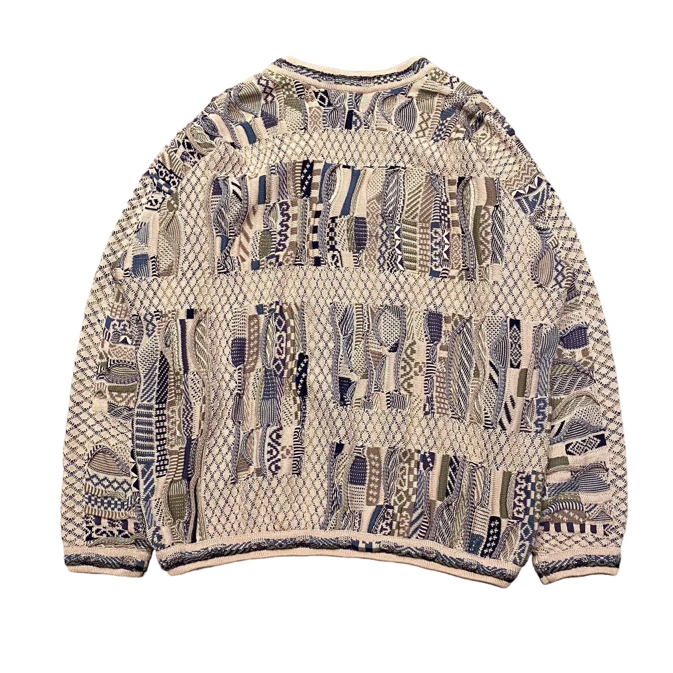 90's カナダ製 TUNDRA 3D Knit Sweater XL / ツンドラ ニット